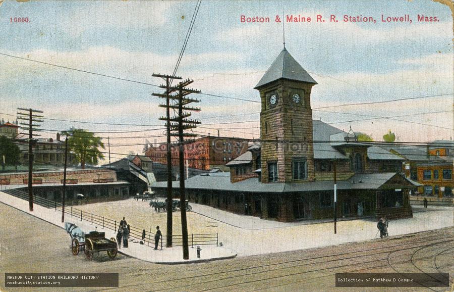 Postcard: Boston & Maine Railroad Station, Lowell, Massachusetts